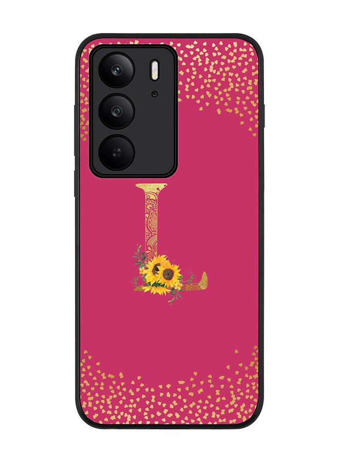 For Realme C75x / C75 4G Case,Slim fit Camera Protection, Shockproof Thin Phone cover  - Custom Floral Monogram - L ( Deep Pink )